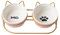 Koomiao Gamelles Surélevées pour Chat Bol Double pour Chat Déjeuner Céramique(2x400ml), Inclinable à 15° Gamelle Animaux pour Nourriture/Eau (Rose - Or)