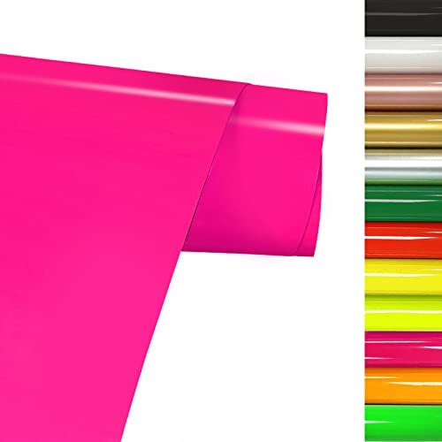 FOSER Plotterfolie Textil, 30,5cm×3m Heat Transfer Vinyl, Textil Bügeltransferfolie, für DIY T-Shirt, Stoffe (Fluoreszierende Rosa)