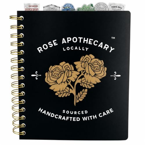 Innovative Designs Schitt’s Creek Tab Journal Notebook - Rose Apothecary, Spiral Bound, 144 Lined Pages, 8 x 7 inches