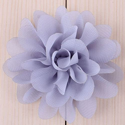 20 STÜCKE 7 cm Chiffon Gaze Blume Künstliche Stoff Seide Blume Kopf Für DIY Hochzeit Party Home Dekorationen Blumenkranz Sammelalbum-Grau