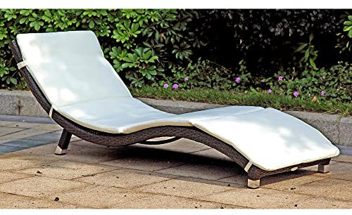Lomadox Sonnenliege Gartenliege Liege in Coffe inkl. Auflage in beige