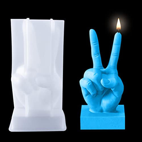 FineInno 3D Hand Kerzenform, Siegesgeste Kerzen Silikonform, Hände Geste Epoxidharz Formen Gießform für DIY Seifen, Kerzen, Gips, Heimdekoration