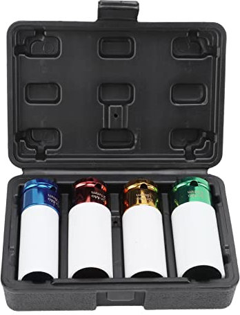 Kraft-Steckschlüssel-Satz, 4-teilig, Metrisch, 1 2 Zoll, Radmutternantrieb, Kraft-Steckschlüssel 4 Farbcodierter Kratzfest Ersatz für die Reparatur von Universal