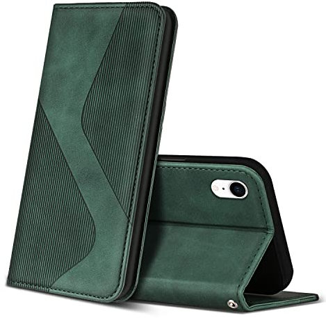 ZONNAVI Funda para iPhone XR, Funda Libro de Cuero con Ranura para Tarjeta y Magnético, Wallet Flip Caso Cubierta Case Carcasa para iPhone XR (Verde)
