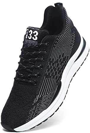Herren Aufzug Schuhe Sportschuhe 2.34 Zoll unsichtbare Höhe Fashion Sneakers schnüren Black 44