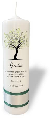 Taufkerze Lebensbaum Gruen