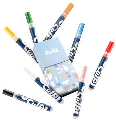 Sculpd Acrylic Paint Pens Set, Premium Fine Tips for Painting Pottery, Wood, Cardboard, Paper, Glass & Most Other Surfaces for Arts & Crafts (Favourites, 8 Pens)