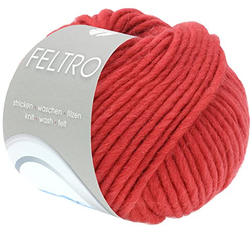 LANA GROSSA Feltro | Filzgarn für Kreativhandwerk, vielseitig, hochwertige Wolle zum Nass- und Trockenfilzen | Handstrickgarn aus 100% Schurwolle | 50g Wolle zum Stricken & Häkeln | 50m FB 106