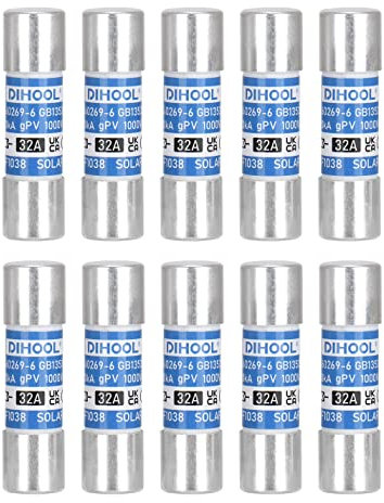 PV Sicherung 32a DC 1000V 10x38 20kA Sicherungen Hochspannung Sicherungsrohr Flinke Feinsicherung für Solar Photovoltaik Anwendungen photovoltaik (10 Pack)