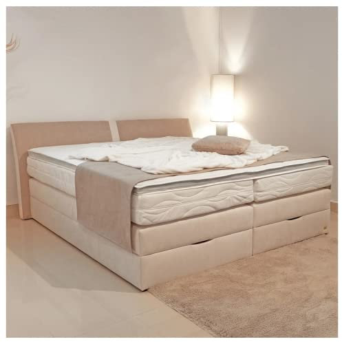 PAARA Boxspringbett Dallas mit Bettkasten | Komplettset - Made in Germany (Farbe und Härtegrad (H2 - H4) frei wählbar - Bitte nach Bestellung per Nachricht mitteilen, 180 x 220 cm)