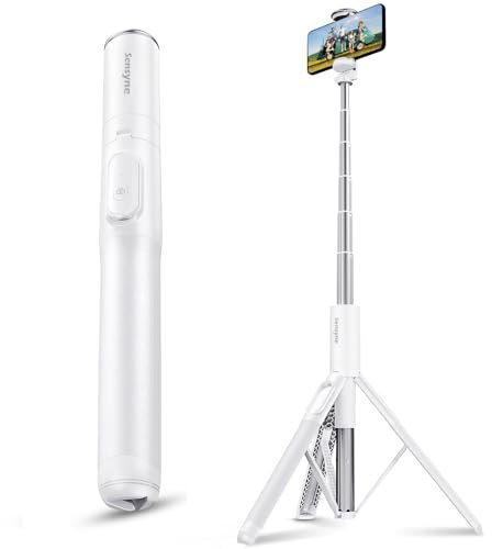 Sensyne Trípode para teléfono de 60 pulgadas, palo selfie ligero todo en uno integrado con control remoto inalámbrico compatible con todos los teléfonos celulares para selfie/grabación de