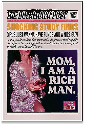 VERENIX Funky Wall Art Groovy Poster Druck Hot Girls Drink Champagner Preppy Bilder Trendige Zeitungen Wanddekoration für Wohnzimmer Bar Wagen 61 x 91,4 cm ungerahmt