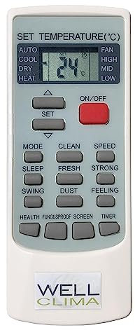Wellclima telecomando YKR-002E per condizionatore sostituisce ed è compatibile con YKR-H/008 YKR-H/888 YKR-H/006E anche pompa di calore a marchio AUX Aufit AKAI Airton Bent Lenoir Voltas Zephir