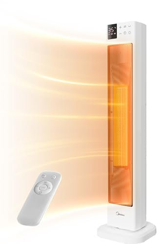 Midea NTH20-22GR(WH) Termoventilatore a risparmio energetico silenzioso con telecomando, PTC 2000 Watt, termoventilatore in ceramica con termostato, 2 livelli di riscaldamento, timer 24H, modalità
