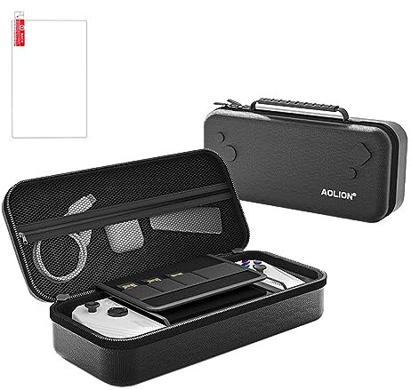 JOYSOG Für ASUS Rog Ally Handheld-Tragetasche, harte Tragetasche für Asus ROG Ally mit Griff, Displayschutzfolie und Konsolentasche, Schwarz