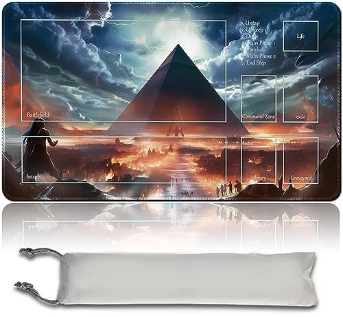 Brettspiel MTG Spielmatten+Kostenlose wasserdichte Bag,Stitched Edges,Smooth Rubber Surface,MTG PlayMat with Zones(An Original Angel of Flight Alabaster Playmat) (All is Dust-with Zone)