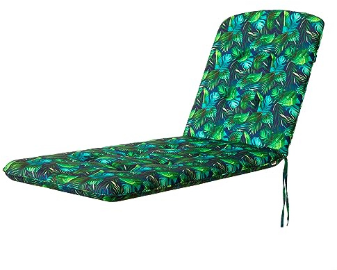 HOBBYGARDEN Outdoor/Indoor, Sonnenliegen, Sitzkissen, Sitzpolster, Gartenmöbel Kissen, für Stuhle oder Liege, Polster, Sofa, 185 x 60 x 6 cm, Blaues Blätter