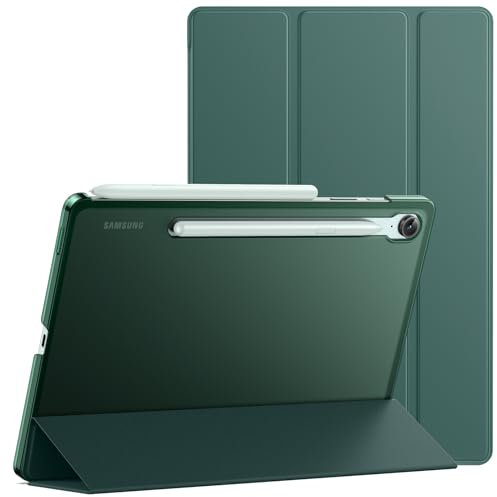 JETech Hülle für Samsung Galaxy Tab S10 FE / S9 FE 10,9 Zoll, Dünn Transluzent Rückseite Tri-Fold Folio Ständer Tablet Schutzhülle, Unterstützung S Pen Aufladung, Auto Wachen/Schlafen (Nachtgrün)