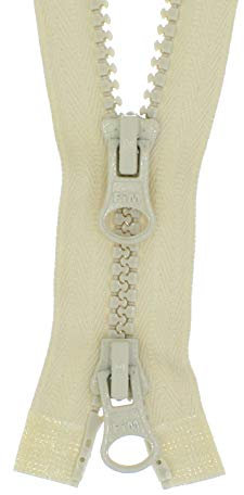 2 Wege Reißverschluss Kunststoff Zähne Reißverschlüsse mit 2 Zippern 5mm trennbar (Hellbeige - 307, 50cm)