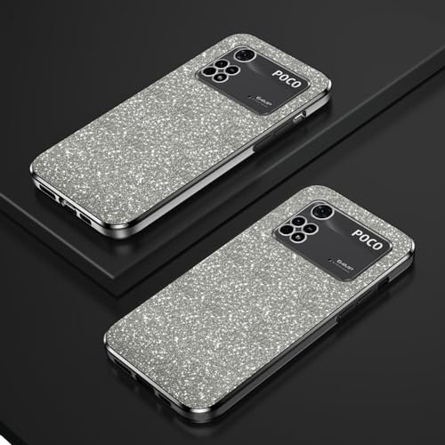 Custodia Telefono Trasparente Compatibile con Xiaomi Poco M4 Pro 4G Cover Cornice Elettroplaccata Gradiente Glitter Protettiva Sottile TPU