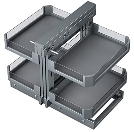 Blinde Ecke Kabinett Auszug Für 18-Zoll Kabinett, Sanft Schließend Hochbelastbar Auszug Küche Eckschrank Organizer Mit 2 Etagen 4 Ablagen Körbe Für Schränke,Left