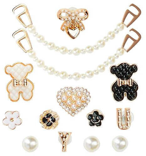 CityComfort Shoe Charms for Clogs Mixed Multipack Gold Silver Chains Bling Fashionable Shoe Decorations Gifts for Her (Gold/Multi)