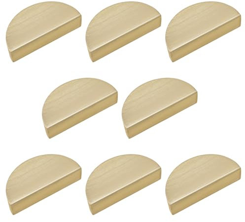 INCREWAY 8PCS Demi Lune Tiroir Tire Surface Brossé En Alliage D’aluminium Armoire Tire Demi-Cercle Boutons Décoratifs Boutons De Porte (Or Brossé)