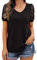 IWOLLENCE Short Sleeve Tops for Women UK Going Out Womens Blouses V-Neck Ladies Dressy Lace Sleeve T Shirts (Black, Large)