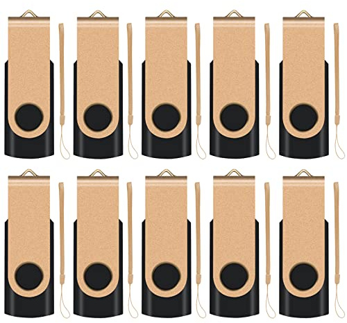 EASTBULL 16GB USB-Stick 2.0 Flash Laufwerke Speicherstick, 10 stück Gold