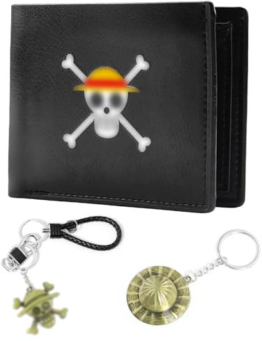 LbsAMP Geldbörse aus Leder Anime-Geldbörse mit 2 Schlüsselanhänger Cosplay Kreditkartenetui Geschenk für Anime-Fans Teenager(schwarz)