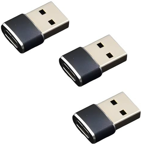 TV xStream 3 Pack USB to USB C Adapter Type-C Female to USB Male Converter for Fast Charging and Data Transfer - Compact Design, 480Mbps Data Speed, Black
