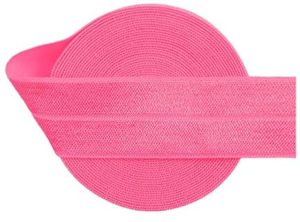 Nine looms 3.5cm 25mm, 5m elastic band for sewing, neon pink knitted elastic bands cord for sewing waistband and trouser waist, high elasticity (5 years neon pink)