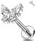 Melighting G23 Titan Knorpel Labret Stud Schmetterling Helix Ohrring Lobe CZ Flat Back 16G Tragus Piercing Schmuck, 16G 8MM, Titan, Zirkonia