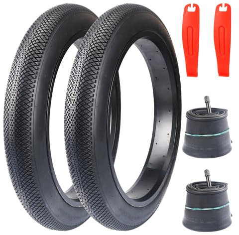GRELiving 2er-Pack 3.0 Zoll E-Bike Reifen Fatbike Reifen 20/24/26x3.0 Heavy Duty Snow Bike Tires Fahrrad Mantel mit 2er-Pack 3.0 Fat schlauche AV32mm Ventil+ 2er Reifen-Heber (26x3.0 Zoll)