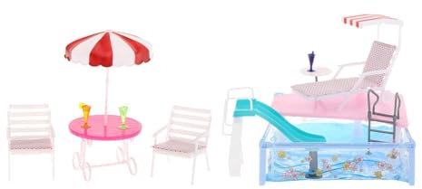 Fenteer Set di Piscina per Bambole, Accessori per Foto, Regali di Compleanno, Piscina Glamour per Bambole Fino a 30 Cm, Bambine