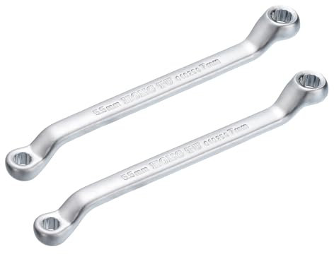 sourcing map 2pcs Offset Double Box End Wrench 5.5mm x 7mm Metric 12 Point CR-V Steel Chrome Plated Box Wrenches