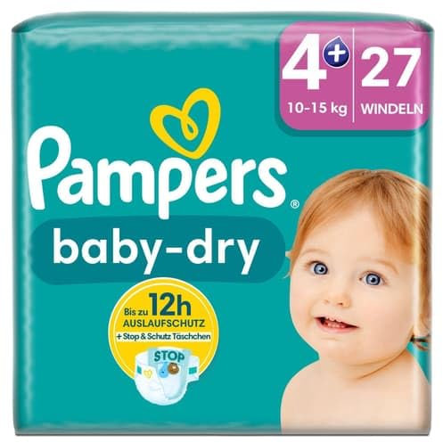 Pampers Baby-Dry Größe 4+, 27 Windeln, 10kg-15kg (27 Stk)