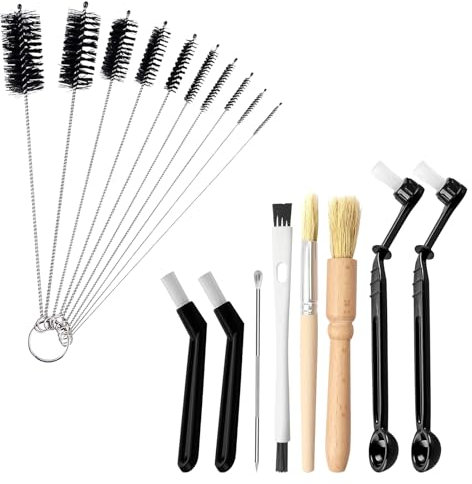 18Pcs Coffee Cleaning Brush Set, Bottle Brushes for Cleaning, Coffee Grinder Cleaning Brush, Wood Handle and Soft Bristles Wood Brush for Coffee Machine Group Head