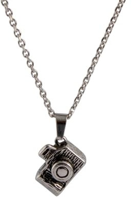OAKKY Mens Stainless Steel Chunky Vintage Camera Pendant Necklaces Punk Cool Choker Pendant Necklace with Chain