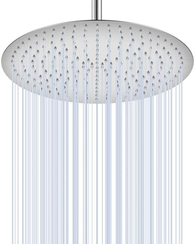 KINLIV 40CM Rund Regendusche Duschkopf Groß Gebürstetes Nickel, 16 Zoll Wasserfall Duschkopf Wassersparend, Ganzmetall-Edelstahl 304, Decken Regenduschköpfe mit 230 Anti-Verstopfungs-Silikondüsen