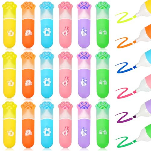 OPPZZIT® Gadget Compleanno Bambini-24pcs Mini Evidenziatore Zampe di Gatto, Mini Textliner Pastello per Bambini -Bustine Regalini Fine Festa Compleanno Bambini Invitati-Pensierini Festa Compleanno