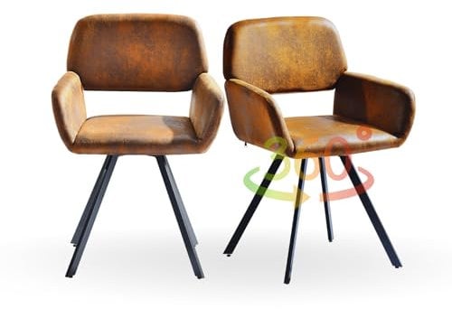 FurnitureR Esszimmer-Drehstühle, 2er-Set, Polsterstuhl, Drehstuhl, Küchenstuhl, Bequemer Stuhl mit Armlehnen, Rückenlehne, Armlehnenstuhl für Esszimmer, Wohnzimmer, Wildlederbraun