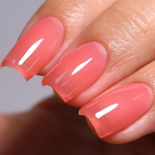 Ozzeal Jelly Gel Nail Polish, Strawberry Red Jelly Nail Polish Gel Translucent Spring Summer Sheer Soak off UV LED for Art DIY Manicure 15ML
