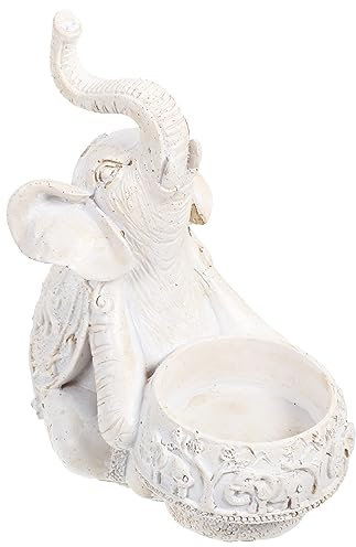 MAGICLULU Elefanten Teelichthalter Aus Harz Dekorativer Kerzenhalter Für Schreibtisch Desktop Dekor Für Heim Und Festtagsdekoration