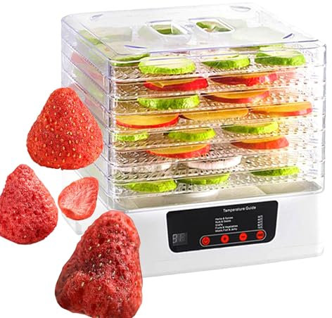 350W Electric Food Dehydrator, 8 Tray Fruit Dryer Machine with 24H Timer & 35-70°C Temperature Control, Visual Tray, DIY Food Drying for Veggie Jerky, Herbs