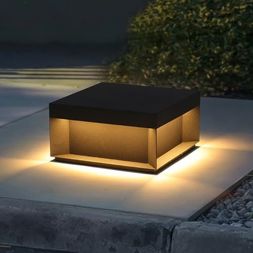 WLBHWL Schwarze Säulenlampen - Quadratische Außenpfostenleuchten Moderne Terrassenstange Tischlampen High Light LED Pfadleuchten wasserdichte Edelstahltor Deck Stigma Laterne Für Parkeingang Zaun