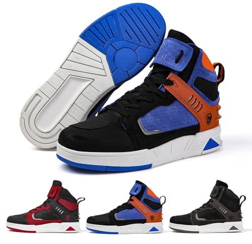 FHQGZT Motorradschuhe Herren Motorradstiefel Herren Motorrad, rutschfeste, atmungsaktive Street-Casual-Biker-Boots mit Knöchelstütze Leder Wildleder Racing Board Schuhe (Blue,47 EU)