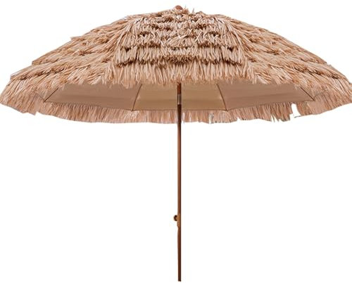 JTPMYFT Sombrilla de Playa Plegable de Paja de 2,4 Metros de Altura y ángulo Ajustable, Ideal for jardín, balcón, Playa y terraza.(2m(78.7inch))
