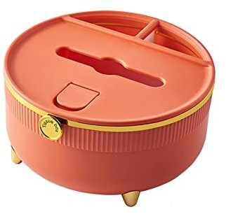 Harewtwy Multifunctional Tissue Box Household Living Room Mask Sundries Desktop Dividing Storage Box Dust Belt Cover Orange