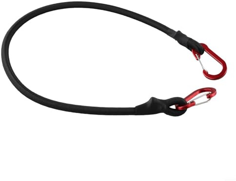 Yhenlovtt Strapazierfähiges Bungee-Seil mit Karabinerhaken, 8 mm, elastische Spanngurte für Zelt, Baldachin und Outdoor-Campingausrüstung, Schwarz, 60 cm (90 cm)